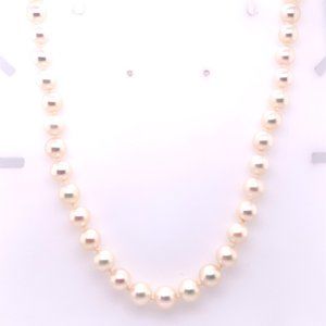 14K Solid Yellow Gold Pearl Necklace